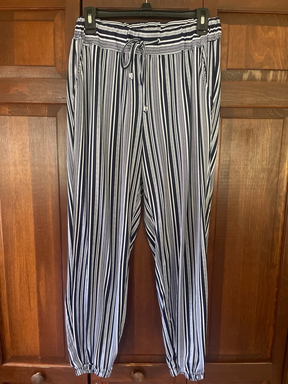 Robert Louis Navy and White Stripe Drawstring Joggers